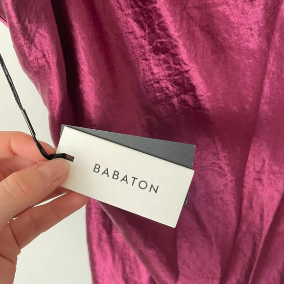 Aritzia Babaton Model Satin Cowl Neck Mini Dress NWT Grapevine Purple Burgundy - Picture 8 of 9